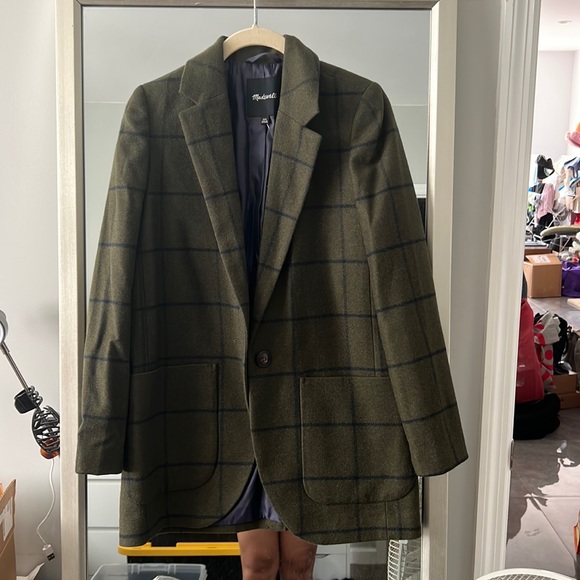 NWT Madewell Larsen blazer windowpane green size XXS - Picture 3 of 7